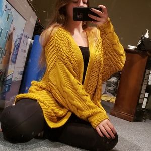 Mustard yellow cardigan sweater